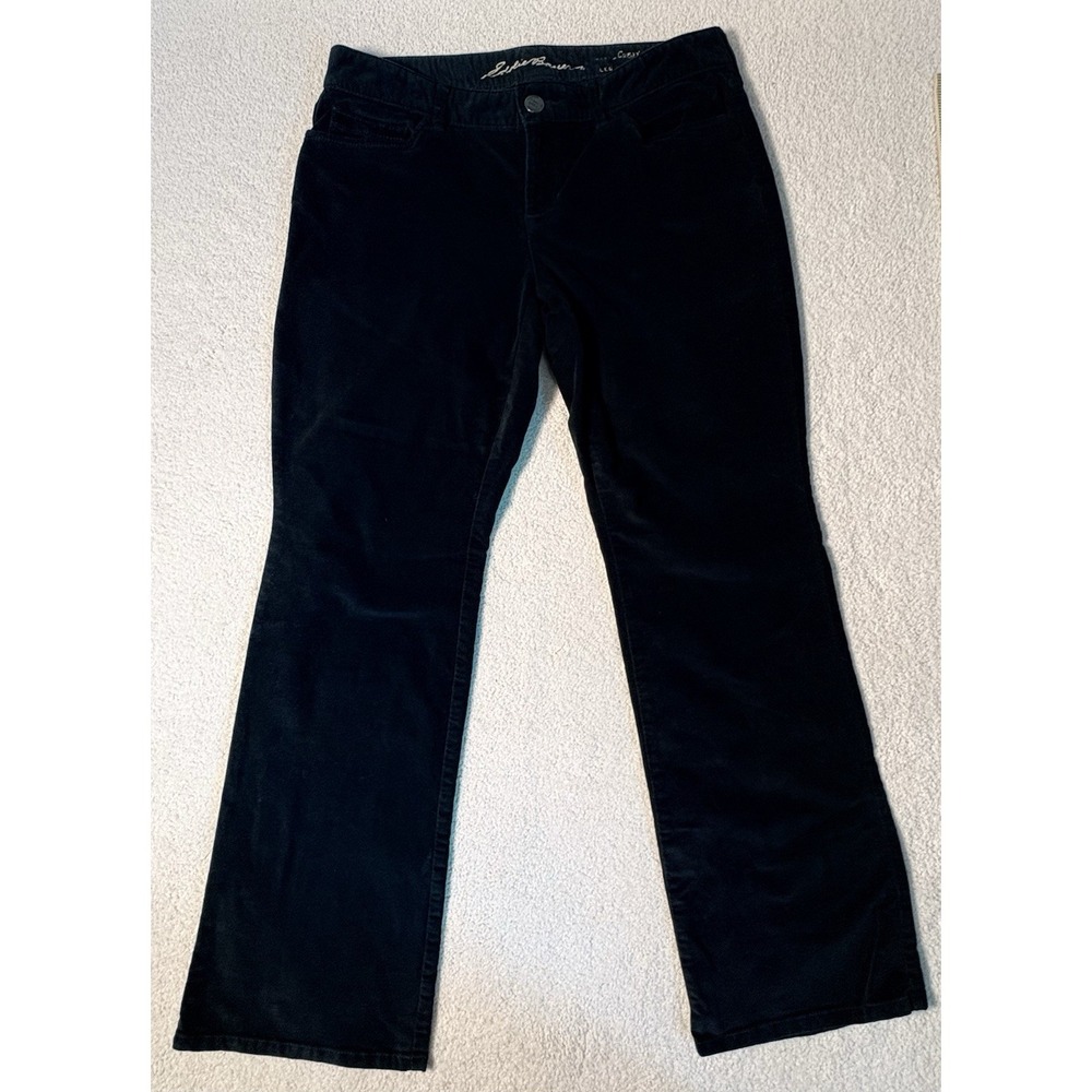 Eddie Bauer Curvy Bootcut Moleskin Pants 8 Petite Black Soft Stretch Cotton